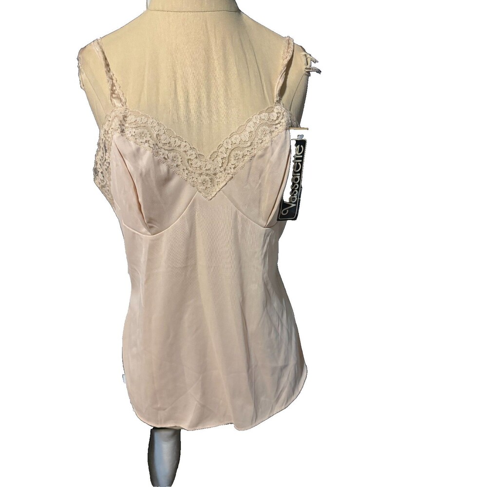 Vintage Vassarette Camisole 36 Nude Nylon Lace Trim Layering Coquette Siren